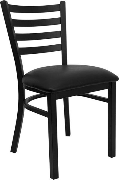Commercial Ladder Back Restaurant Chair, Black