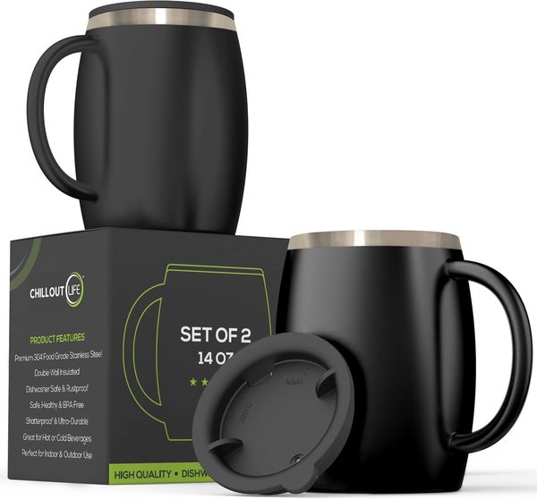 CHILLOUT LIFE 14 oz Insulated Coffee Mug with Lid