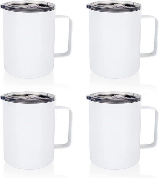 12 oz Sublimation Blank Tumbler with Handle, White