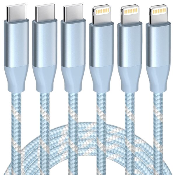 MFi USB-C to Lightning Cable, 6 ft Braided Fast Charger