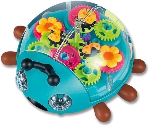 Light-Up Crawling Ladybug Toy with Music and Clear Gears