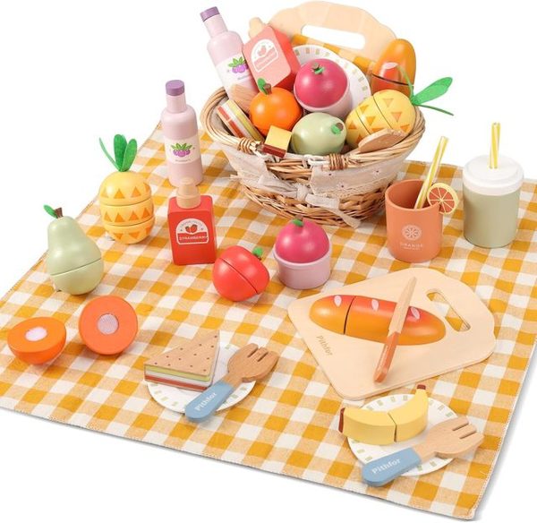 Wooden Picnic and Cutting Play Food Set