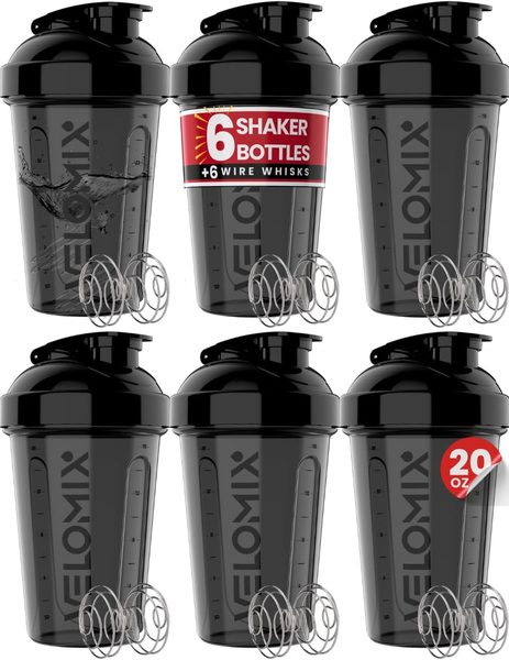 20 oz Protein Shaker Bottle with Mixing Ball, Black
