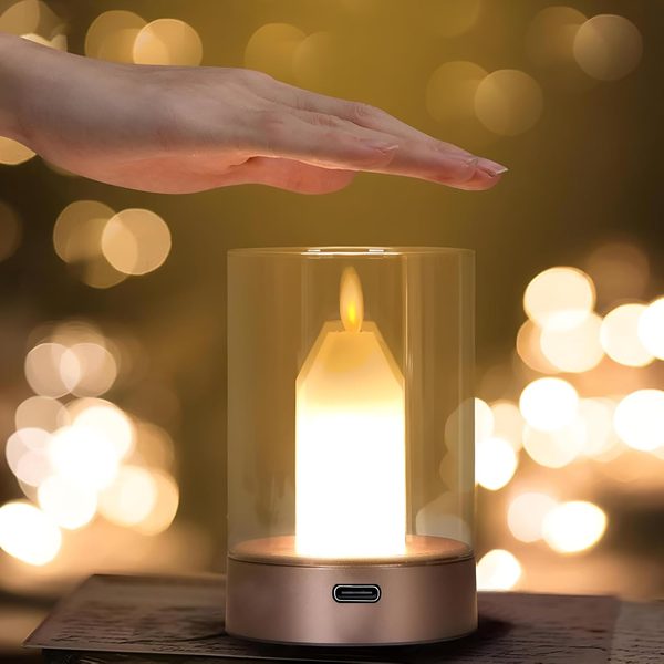 Cordless Gesture Sensor Candle Lamp, Rechargeable Flameless Lantern