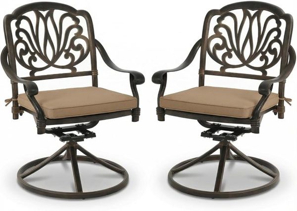 Cast Aluminum Swivel Rocker Patio Chairs, Set of 2