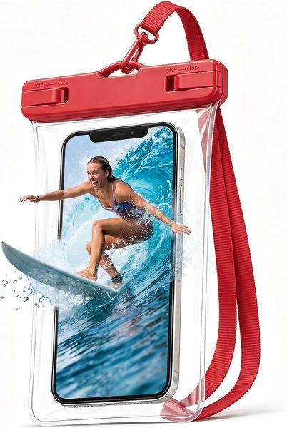 IPX8 Waterproof Phone Pouch, Fits Phones up to 7 Inches, Red