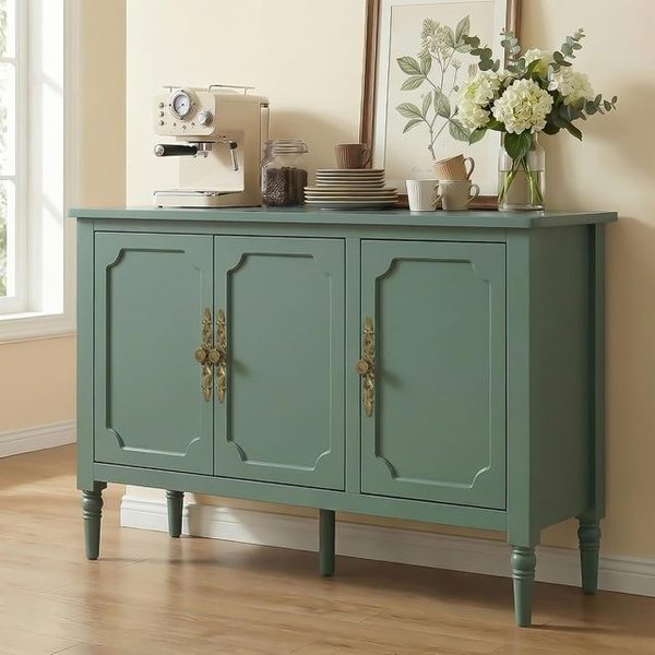 Buffet Sideboard Cabinet, 3 Doors, Green