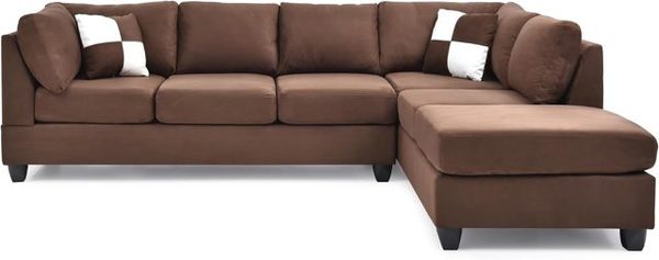Microfiber Sectional Sofa, Chocolate, 111